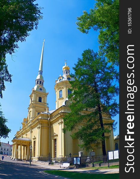 Peter and Paul Fortress. Beautiful architecture inside. St. Petersburg, Russia.