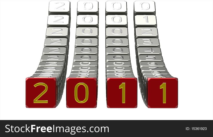 Field of numbers from 2010 to 2011, 3d render, background. Field of numbers from 2010 to 2011, 3d render, background
