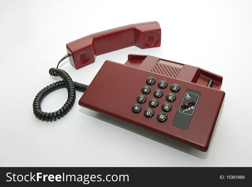 Old fashion phone with plain background