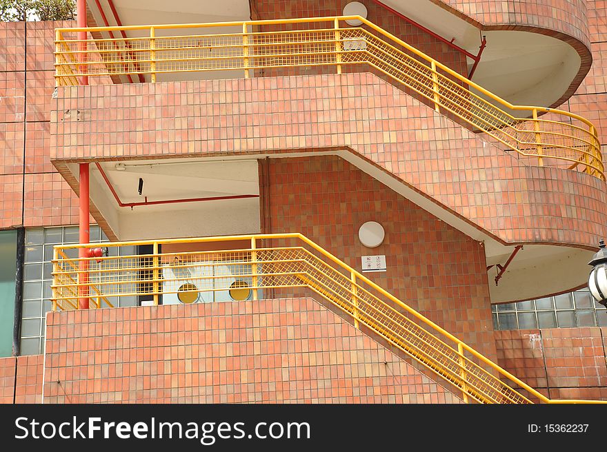 Modern building staircase outer wall. Modern building staircase outer wall