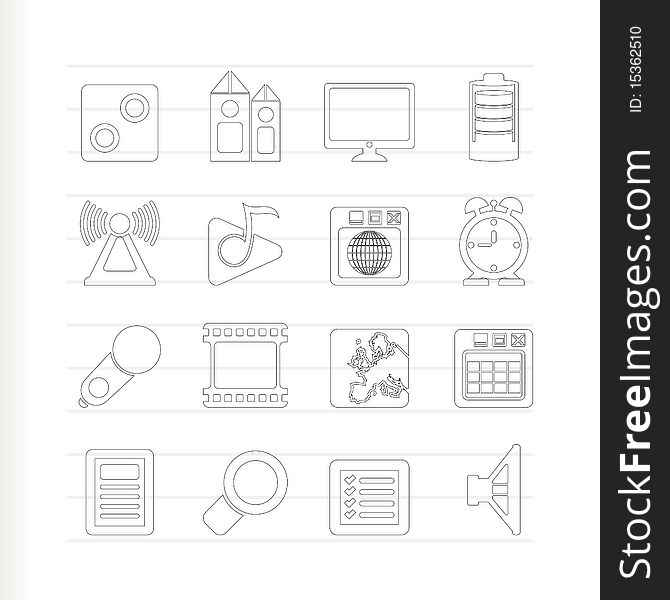 Mobile phone  performance, internet and office icons -  icon set. Mobile phone  performance, internet and office icons -  icon set