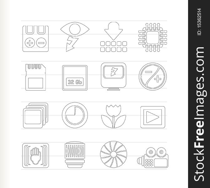 Digital Camera Performance - Vector Icon Set