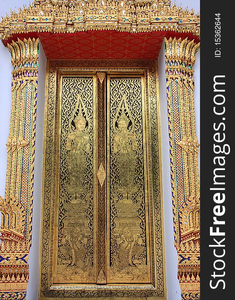 Traditional Thai Style Chruch Door