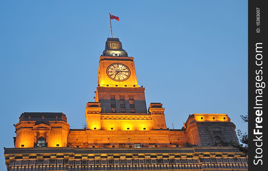 View of the Shanghai Bund at night