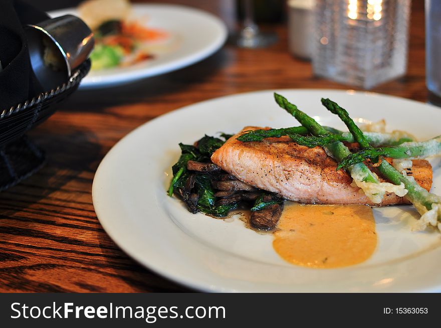 Plate Of Salmon With Asparagus