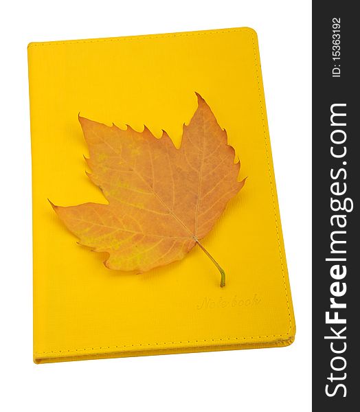 Leather notebook on white background. Leather notebook on white background