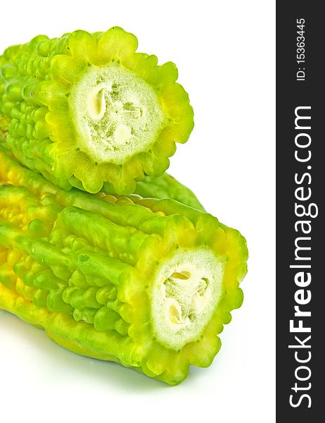 Bitter melon fruits on white background