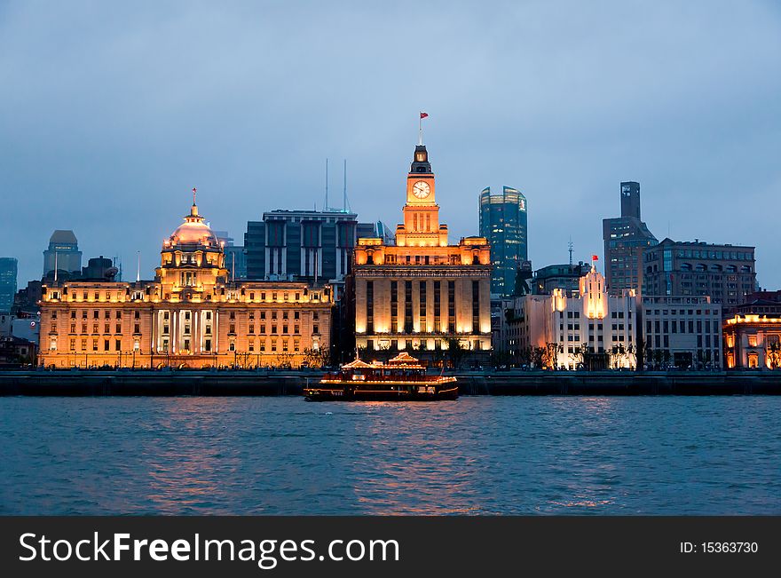 The most popular tourist spot in Shanghai  - The Bund district - Old Part of Shanghai