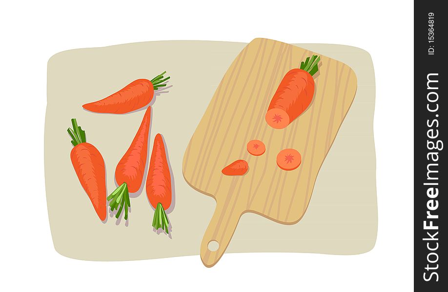 Carrot on breadboard illustration