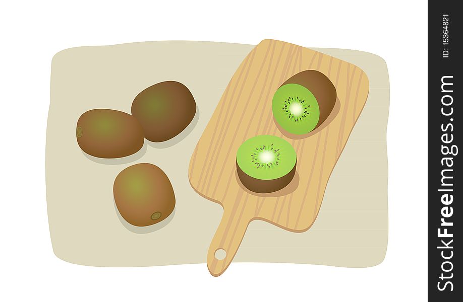 Kiwi on breadboard  illustration