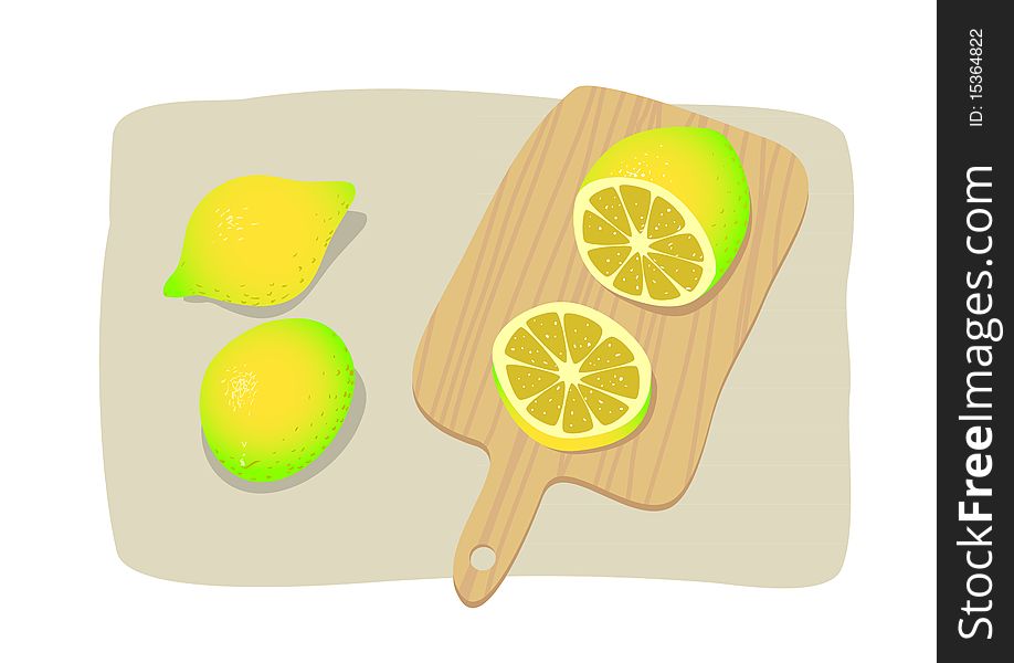 Lemon on breadboard  illustration