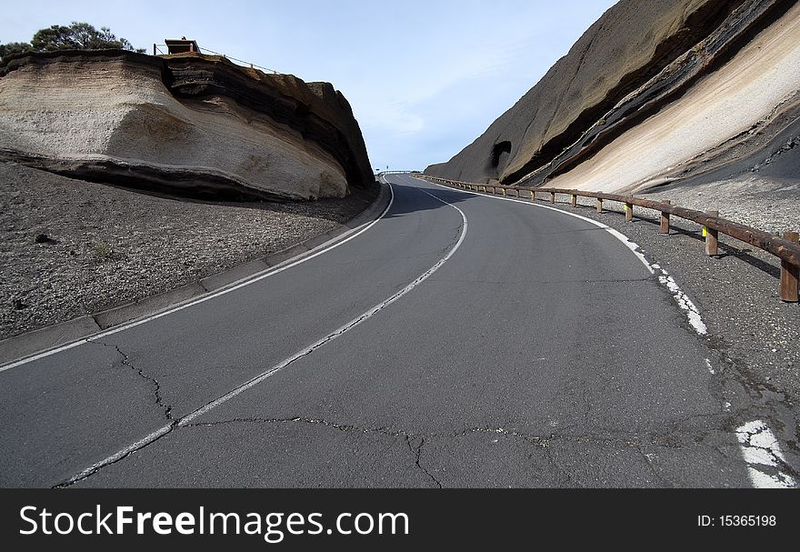 Abrupt turn of road in mountains