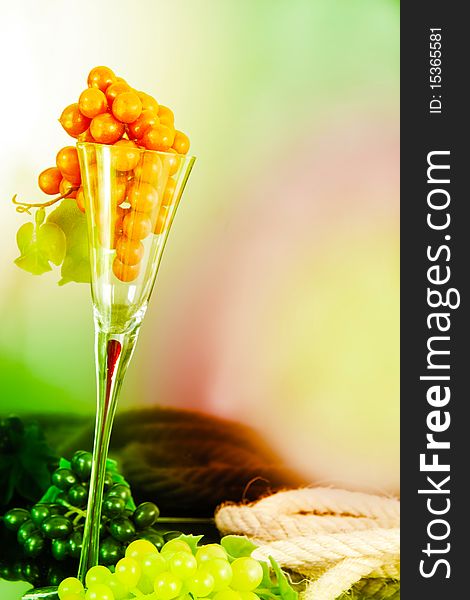 Grapes in an glass in colorfull background