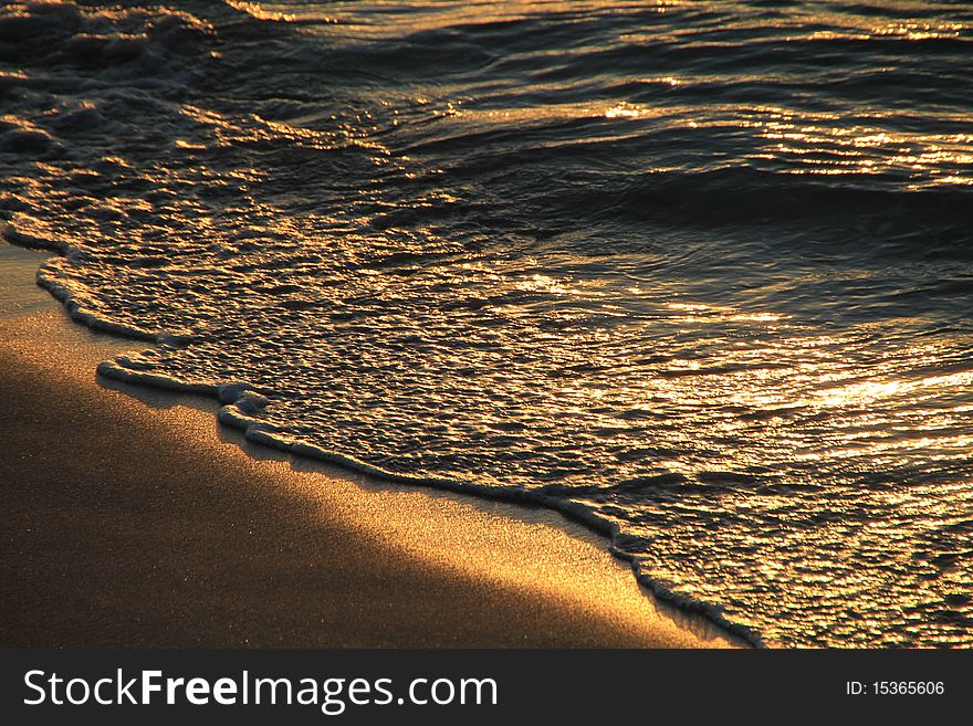 Close up of the waves at sunset cuba varadero. Close up of the waves at sunset cuba varadero