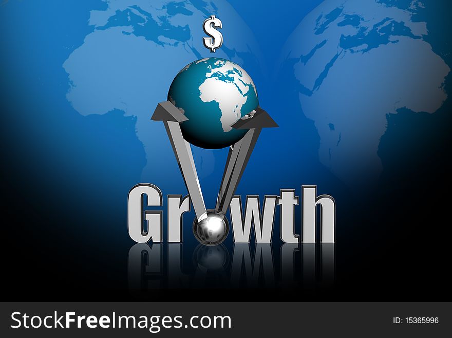 3d rendering Growth and globe in color abstract background. 3d rendering Growth and globe in color abstract background