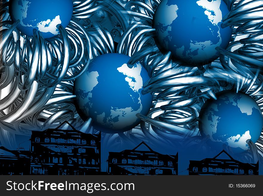 3d rendering of abstract globe in digital background