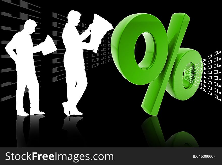 Digital illustration of  Business man percentage in color background. Digital illustration of  Business man percentage in color background