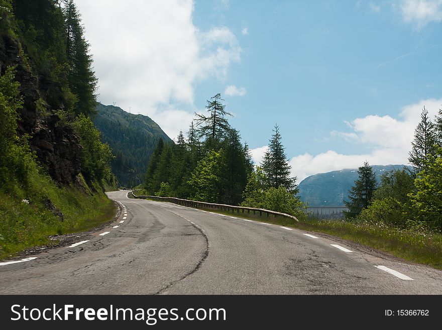 Road in French Alps. Mountain Pass