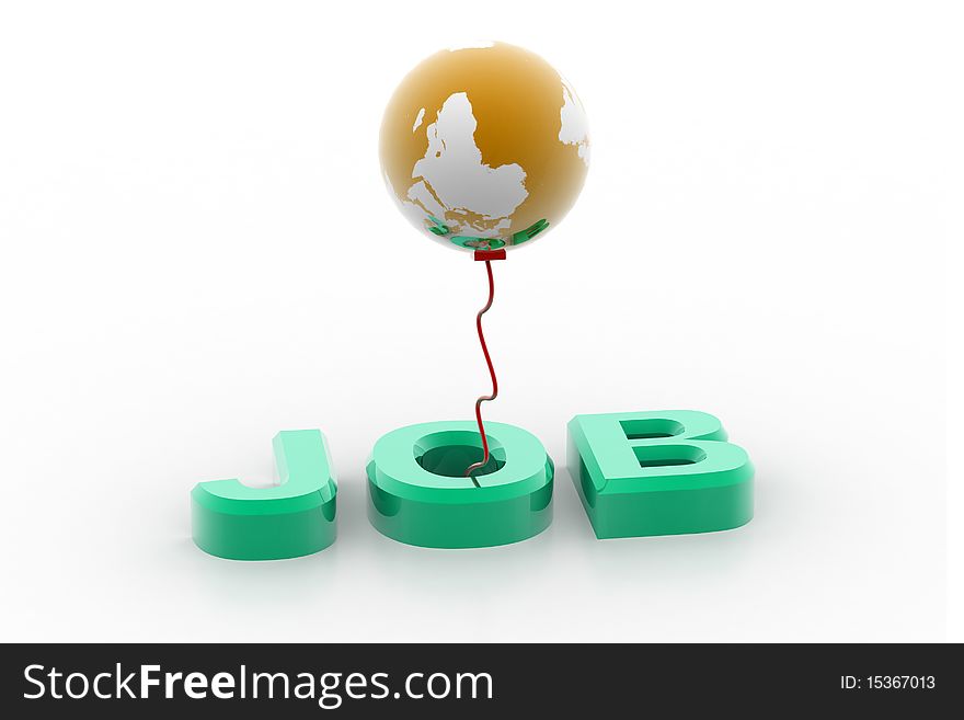 Digital illustration of globe and job in isolated background. Digital illustration of globe and job in isolated background