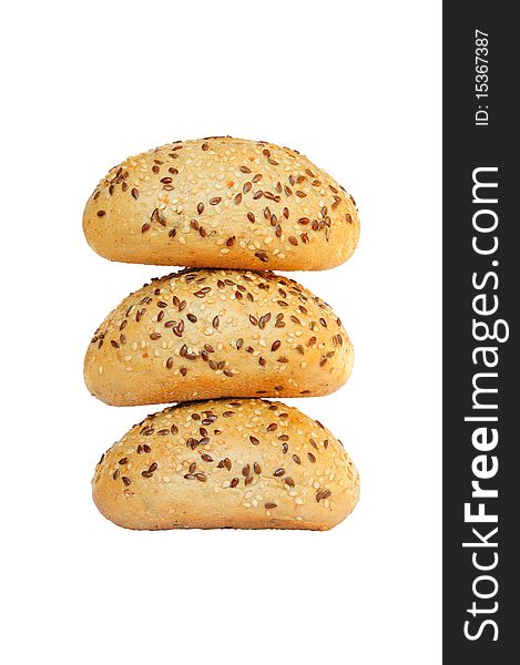 Isolated three small tasty bun with sesame. Isolated three small tasty bun with sesame