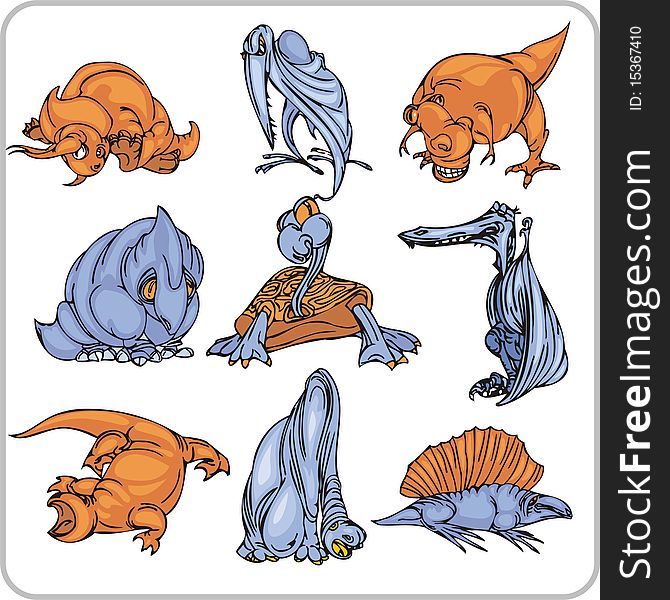 Different dinosaurs, in various poses. Different dinosaurs, in various poses.