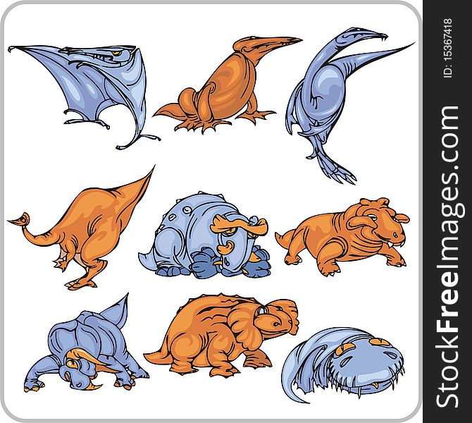 Different dinosaurs, in various poses. Different dinosaurs, in various poses.