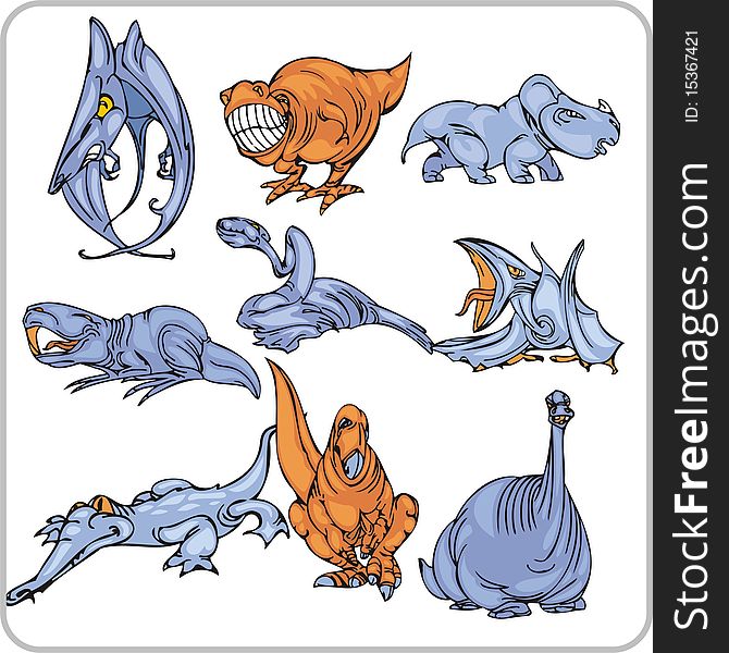 Different dinosaurs, in various poses. Different dinosaurs, in various poses.