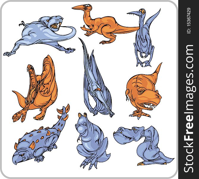 Different dinosaurs, in various poses. Different dinosaurs, in various poses.