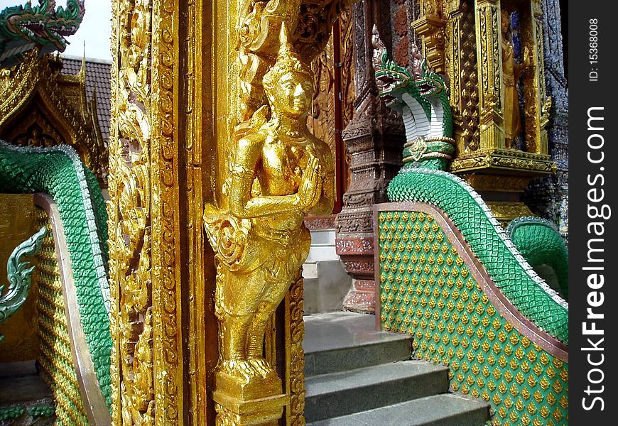 Beautiful Thai art in the temple.It was located in Bangkok Thailand. Beautiful Thai art in the temple.It was located in Bangkok Thailand.