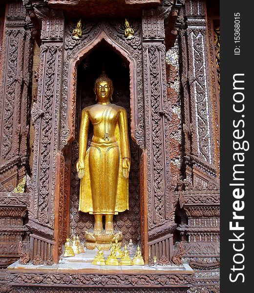 Beautiful golden buddha statue in a temple.The temple was located in central part of Thailand. Beautiful golden buddha statue in a temple.The temple was located in central part of Thailand