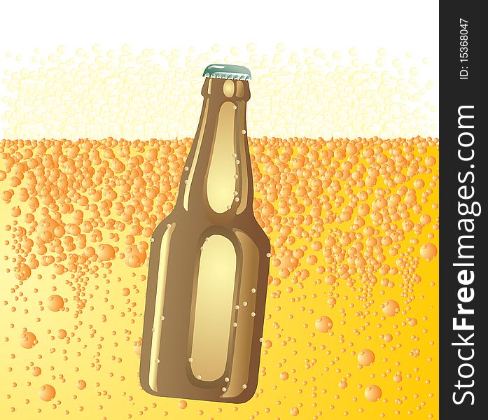 Yellow beer background with bottle