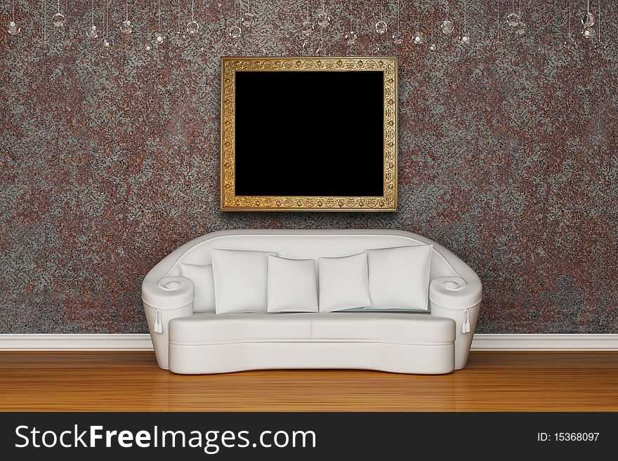 White sofa with picture frame