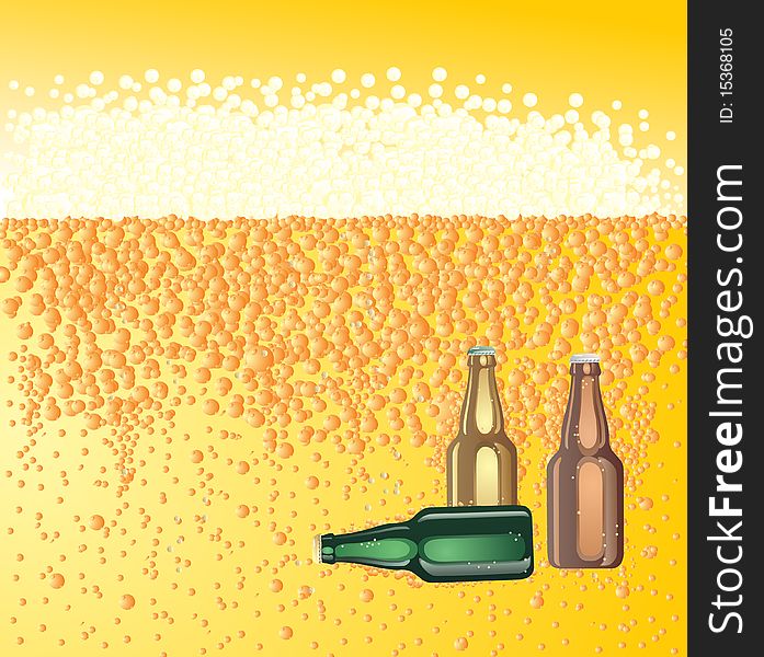 Beer background with bottle