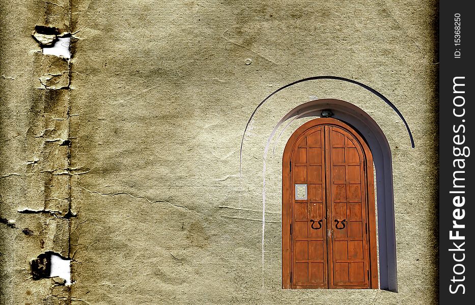 Aging door on grunge background. Aging door on grunge background