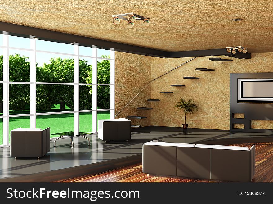 Modern interior of a room.(3d rendering )