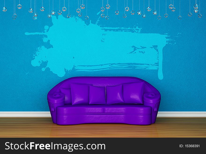 Alone Purple Sofa With Splash Banner