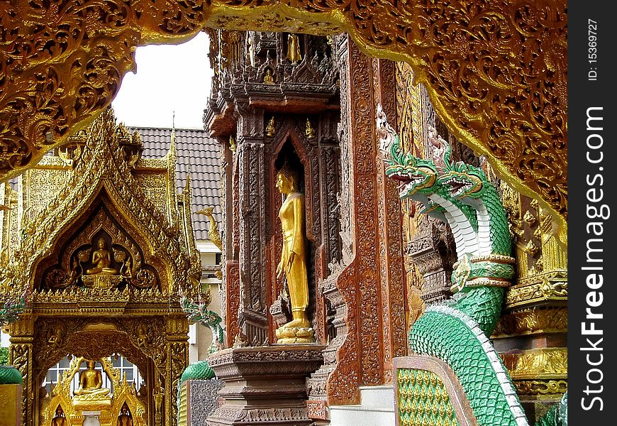 Beautiful chapel in the temple.It was decoraged with Thai art.