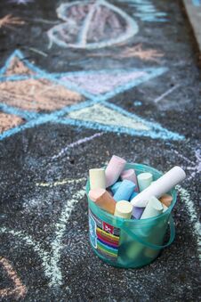 Colorful Chalk Drawings On A Sidewalk Stock Photos
