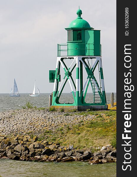 lighthouse and yachts, Stavoren, Friesland, Netherlands
