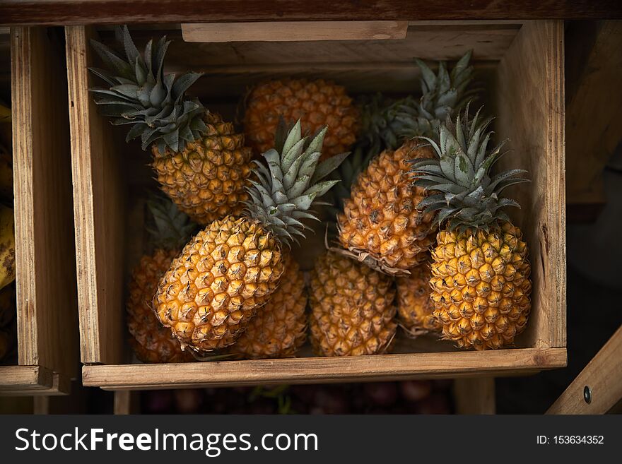 Display Of Pineapple In Sustainable Plastic Packaging Free Grocery Store