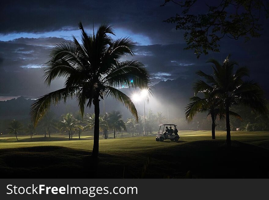 Green Golf Course and fog in Thailand. Green Golf Course and fog in Thailand.