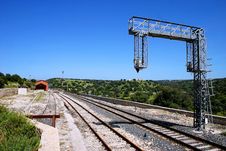 Railway In Sicilian Countryside Royalty Free Stock Photography