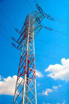 Red And White Electricity Pylon Royalty Free Stock Photo Red And White Electricity Pylon Royalty Free Stock Photo