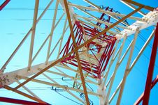 Red And White Electricity Pylon Stock Image Red And White Electricity Pylon Stock Image