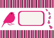 Bird & Ladybugs Stripe Card Stock Photo