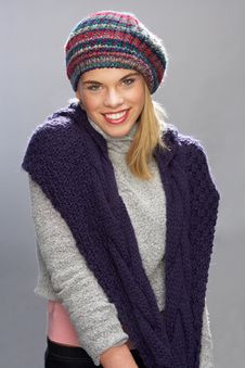 Teenage Girl Wearing Warm Winter Clothes In Studio Royalty Free Stock Images