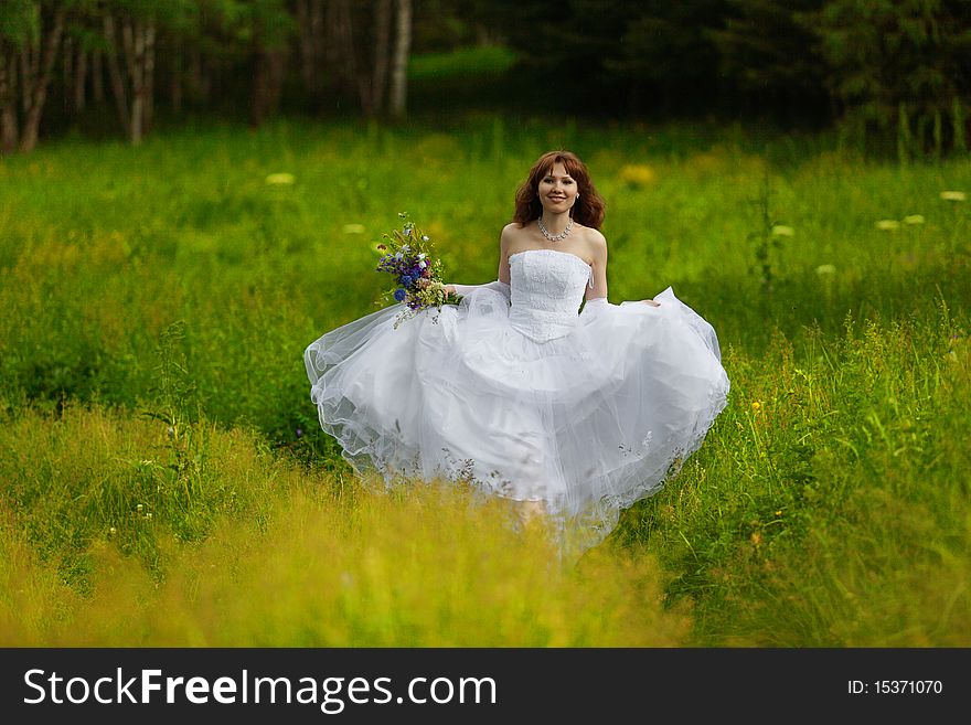 The girl in a wedding dress