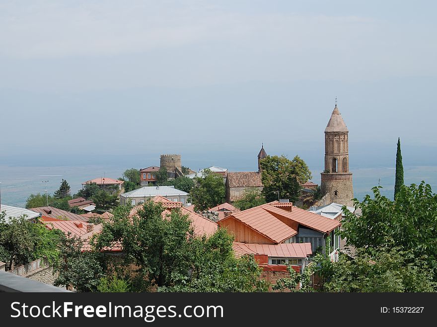 Georgia. Kakheti. View from Signakhi towards Alazani Valley