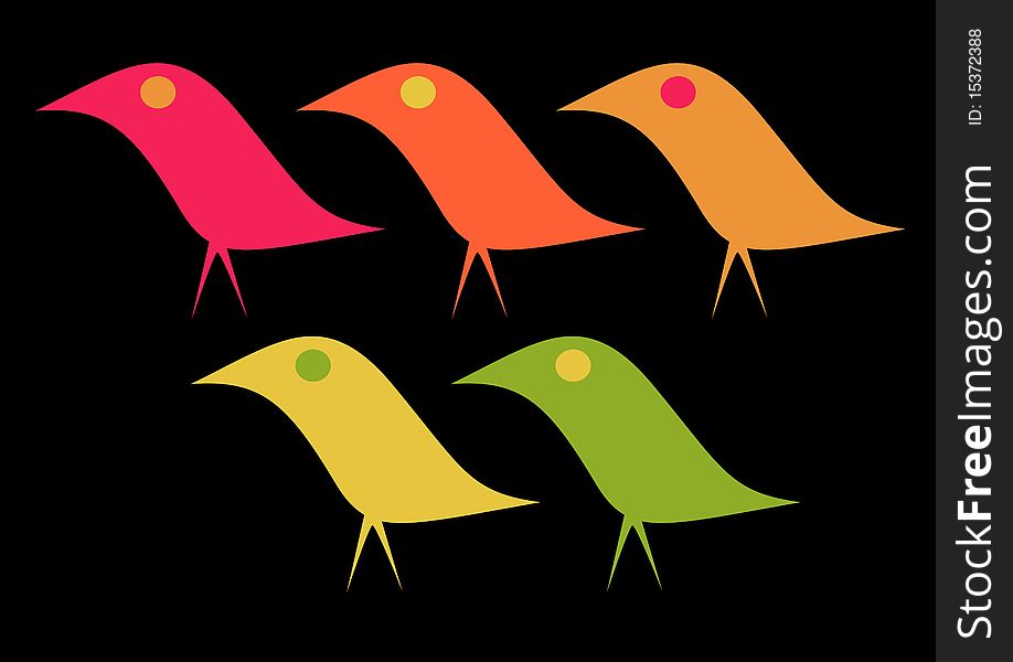 An illustration of simple & elegant colorful birds. An illustration of simple & elegant colorful birds