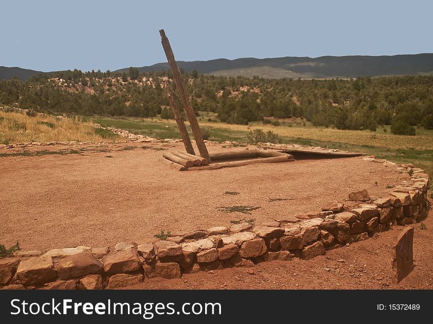 These are the ruins of an old Native American Kiva at Pecos National Monument in New Mexico. These are the ruins of an old Native American Kiva at Pecos National Monument in New Mexico